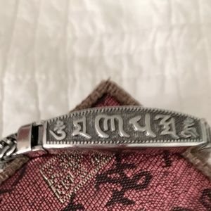 Unique Silver Bracelet.  Buddhist  Mantra.(stated sterling  silver on site)